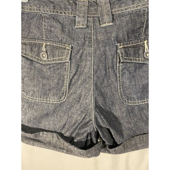Calvin Klien Womens Cotton Chambray Shorts Sz 4 Blue Cuffed Hem w/Side Lapels - Picture 10 of 11